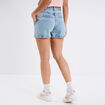 Jupe-short en jean coton denim bleach femme