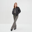 Gilet court manches longues col en V sable femme