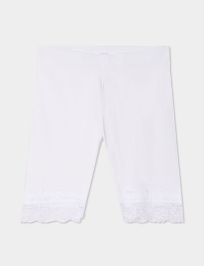 Legging court cycliste à dentelle blanc femme grande taille