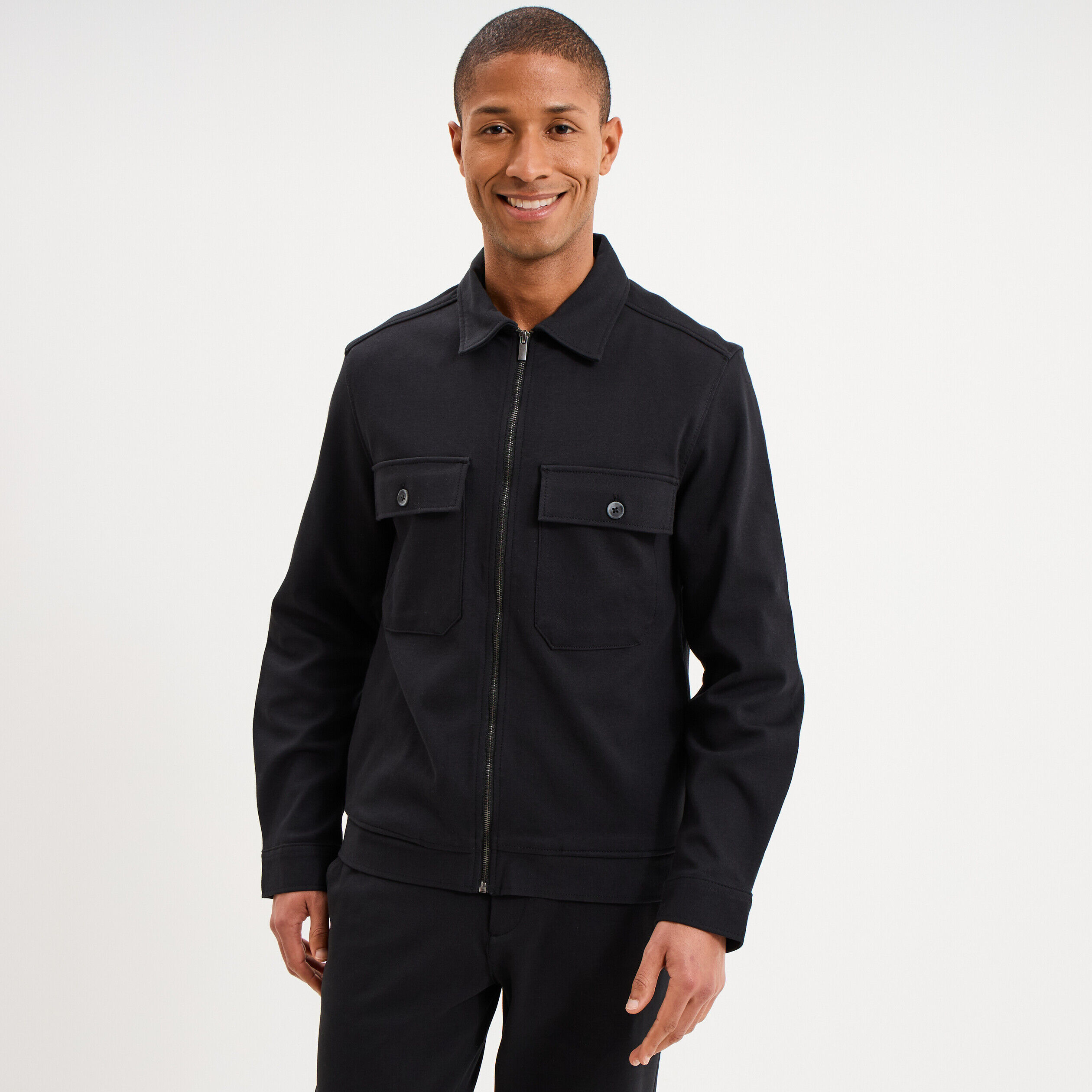 Surchemise zippée manches longues noir homme LH