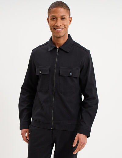 Surchemise zipp&eacute;e manches longues noir homme