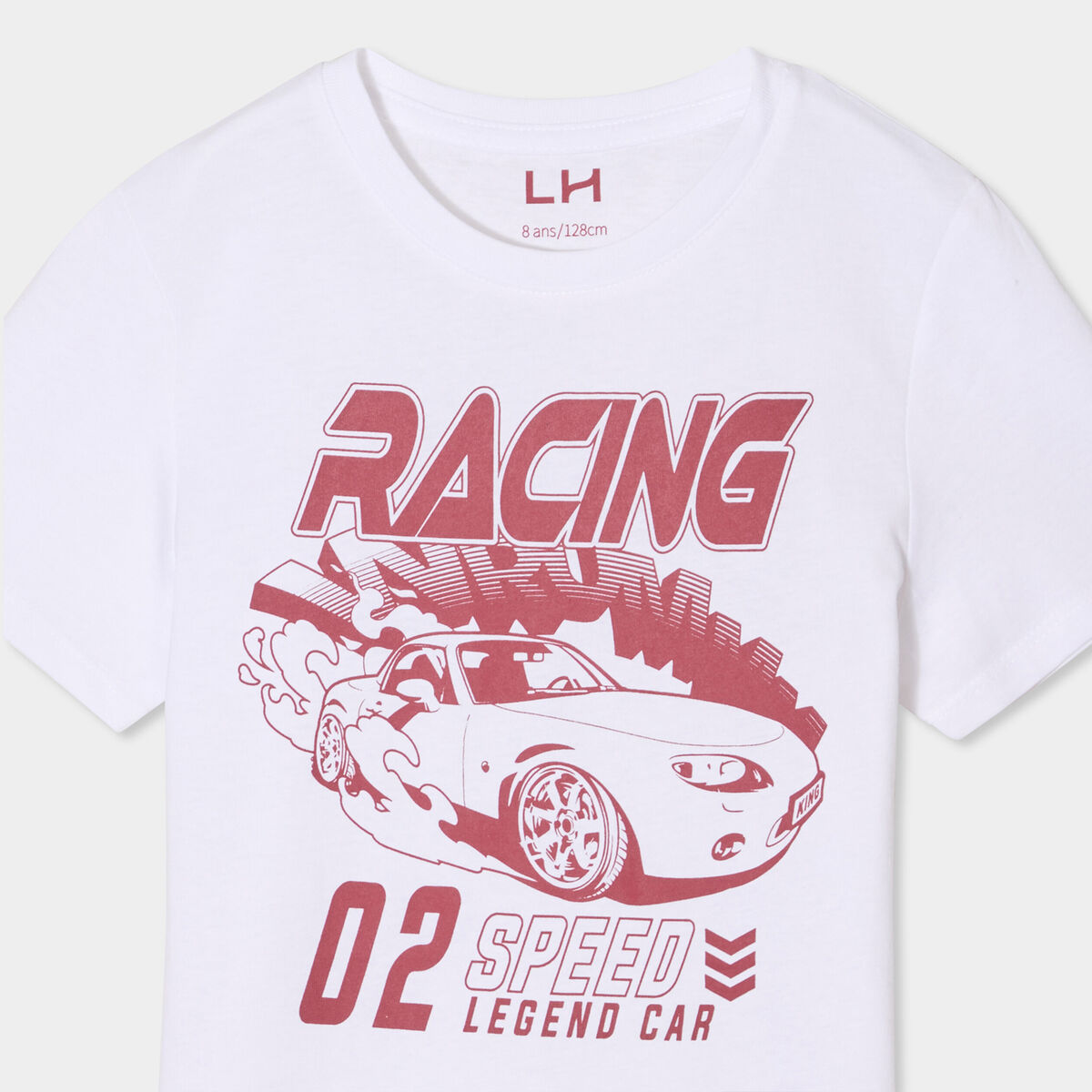 T-shirt col rond manches courtes coton blanc garçon