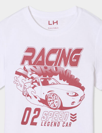 T-shirt col rond manches courtes coton blanc garçon