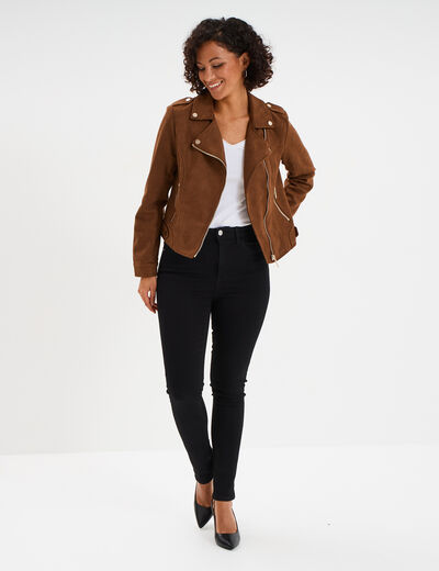 Jeans skinny taille haute denim noir femme