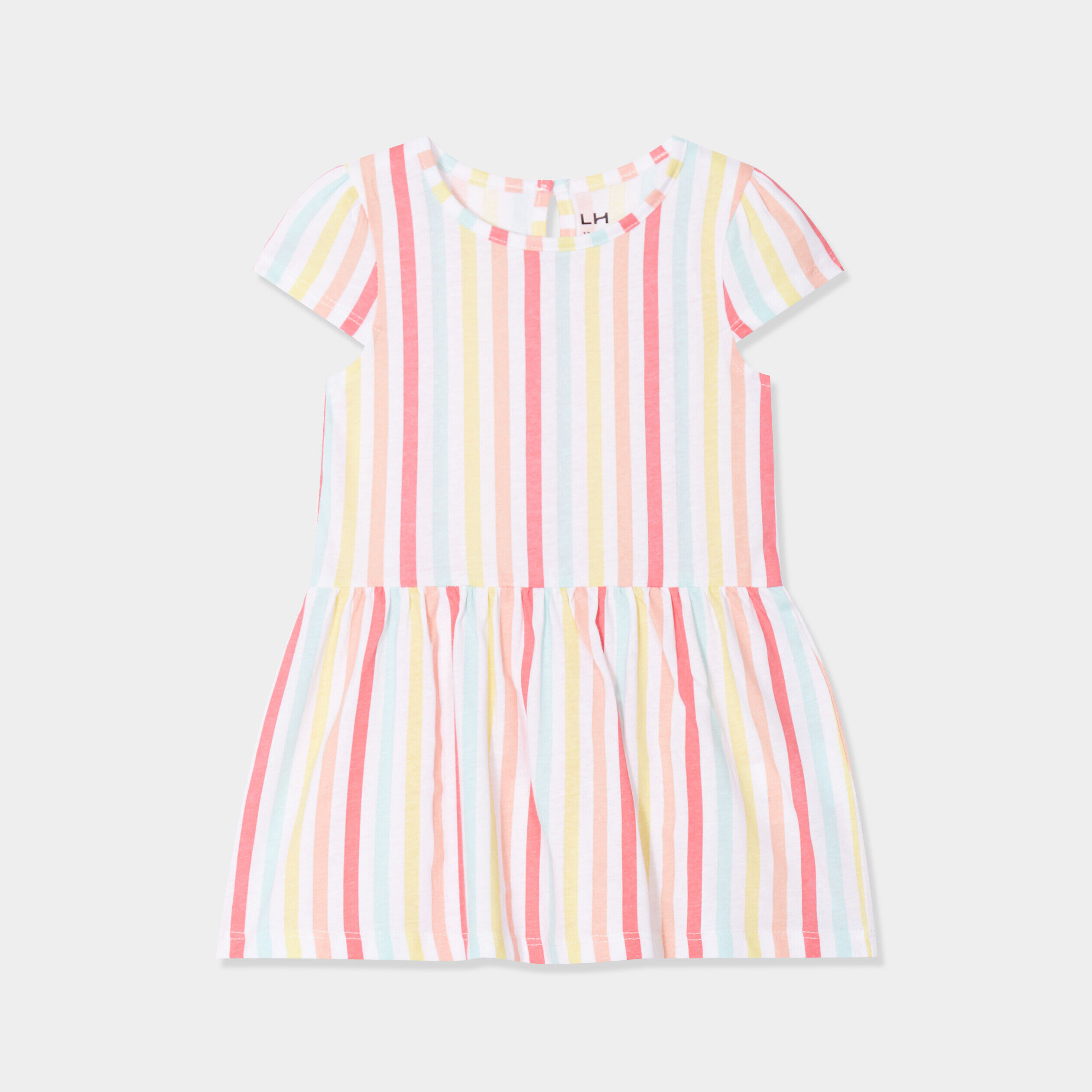 Robe patineuse à manches courtes coton blanc bébé fille LH