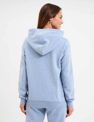 Sweat hoodie molleton &agrave; capuche bleu clair femme