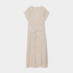 Robe chemise longueur genou ceinturée beige femme