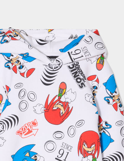Sweat hoodie à capuche Sonic Knuckles blanc garçon