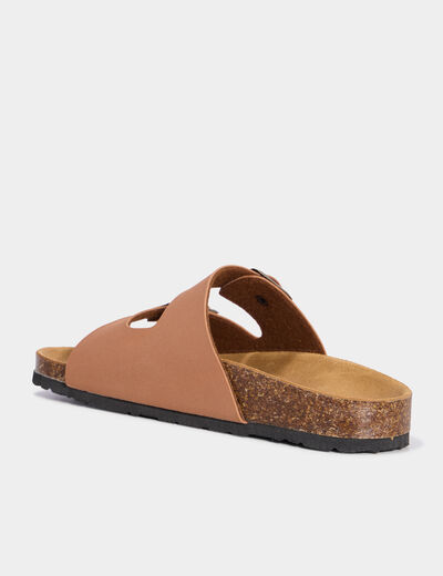 Mules avec doubles boucles marron femme