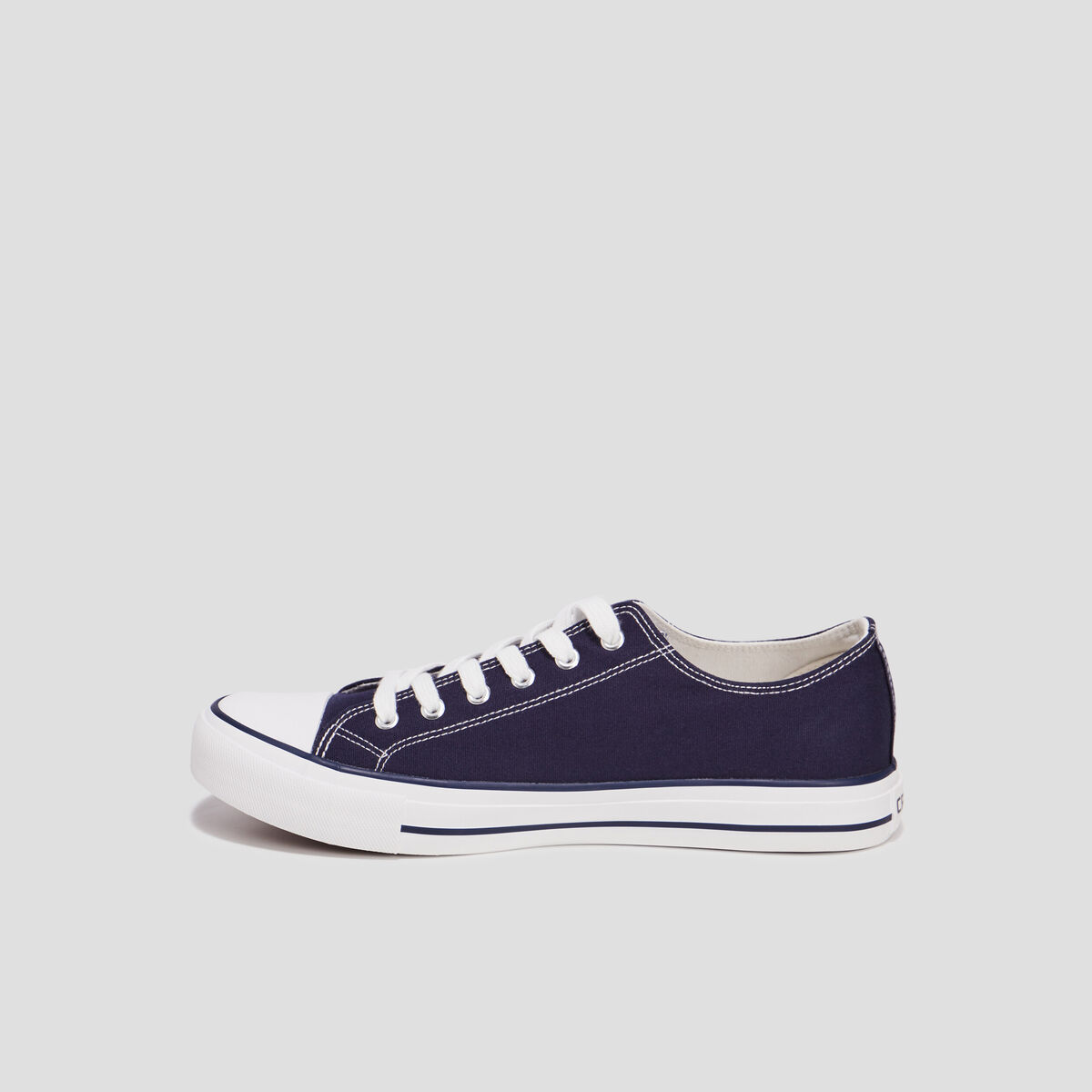 Tennis en toile &agrave; lacets bleu marine homme