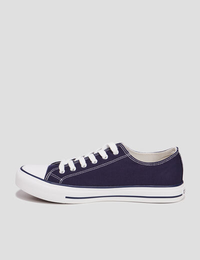 Tennis en toile à lacets bleu marine homme