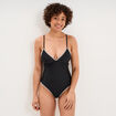Maillot de bain une pi&egrave;ce d&eacute;tails brod&eacute;s noir femme