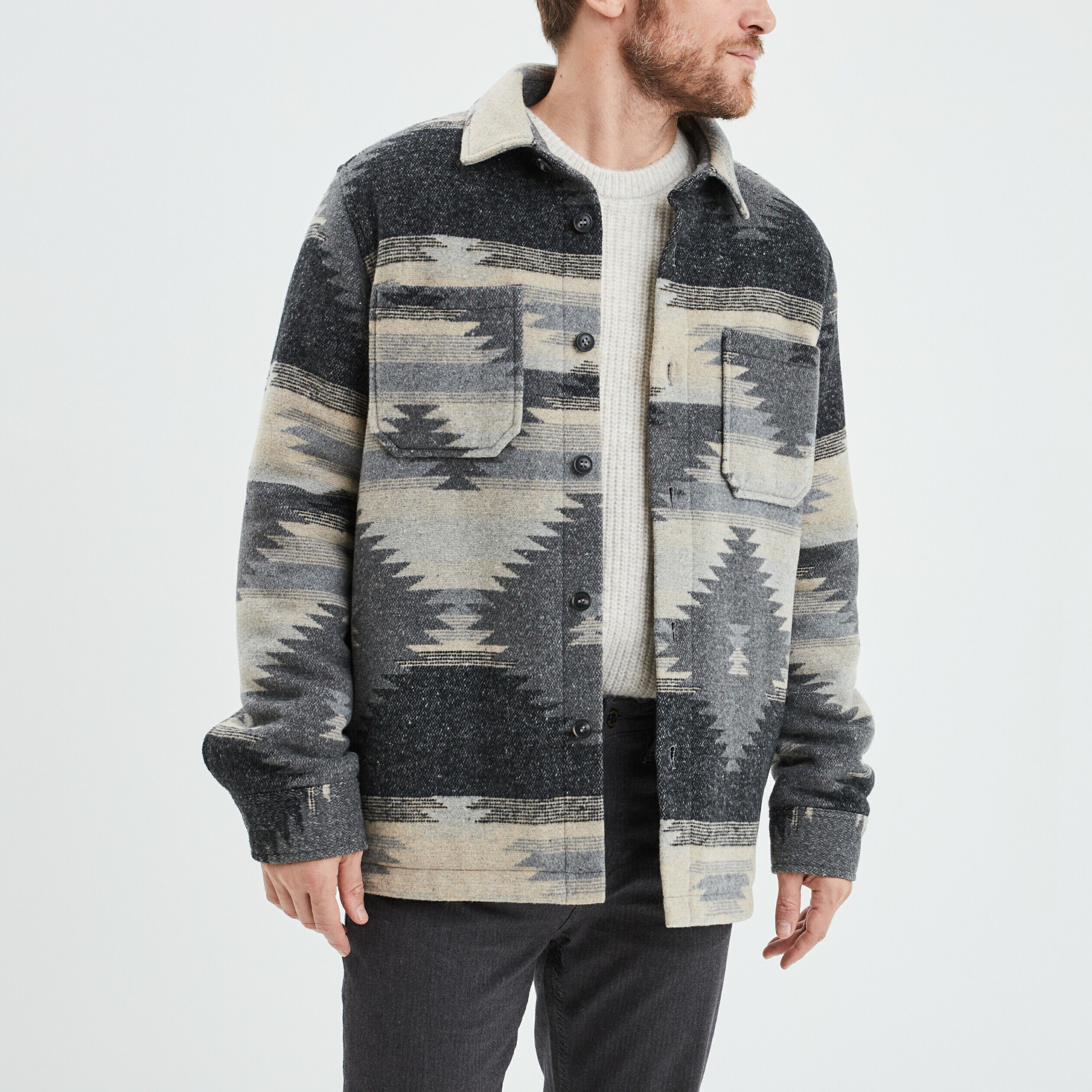 Surchemise droite manches longues Creeks gris homme CREEKS