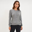 Gilet col rond manches longues gris femme