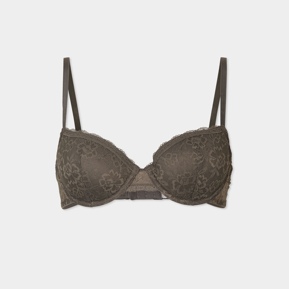 Soutien-gorge corbeille paddé dentelle vert kaki femme