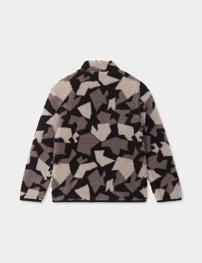Gilet effet sherpa avec col camionneur noir garçon