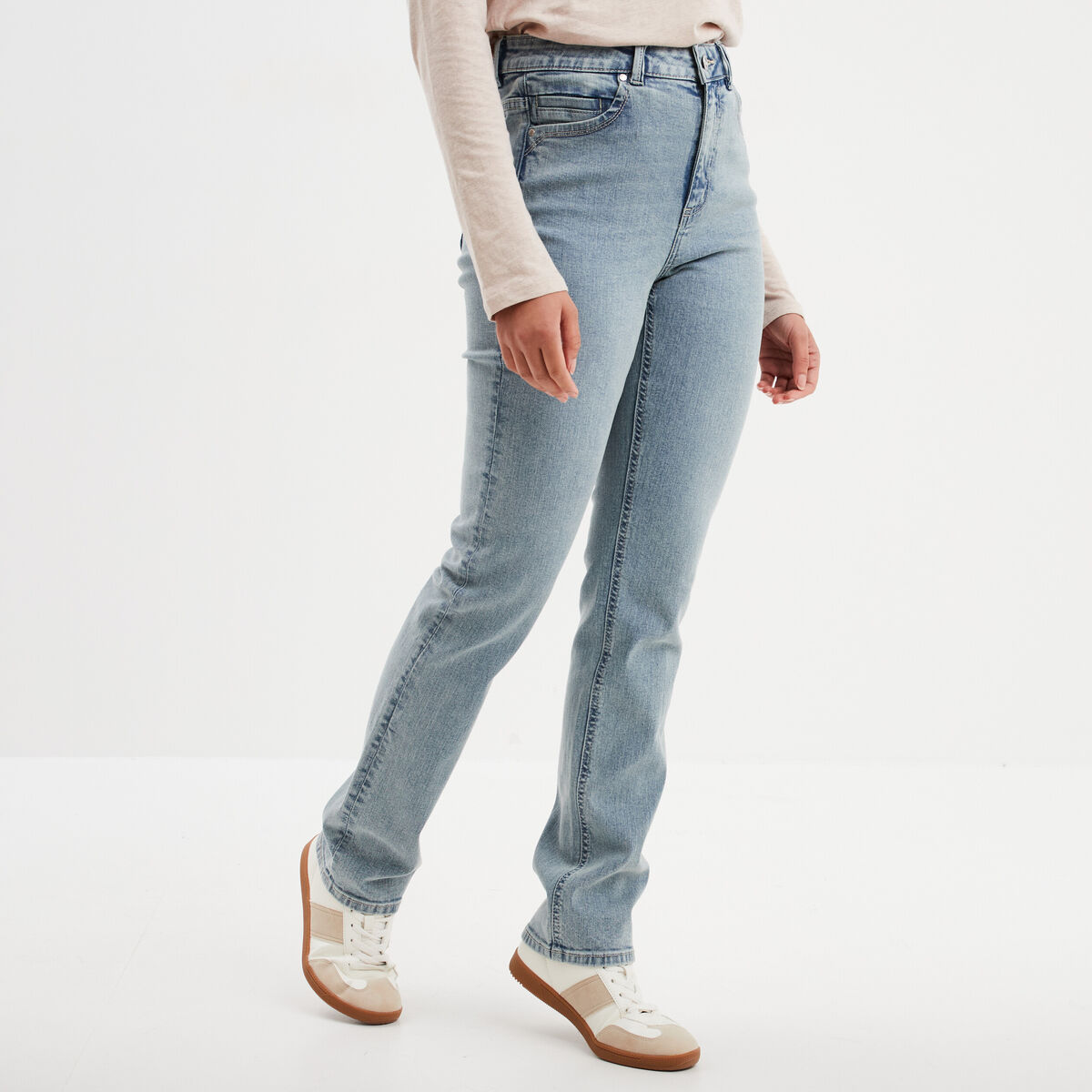 Jeans straight taille standard Creeks bleu fonc&eacute; femme
