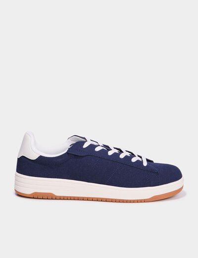 Tennis basses &agrave; lacets bleu marine homme