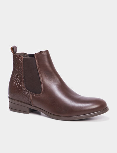 Bottines élastiquées plates marron femme