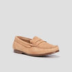 Mocassins aspect suédine en cuir beige femme