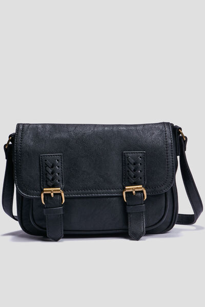 Sac cartable à bandoulière noir femme