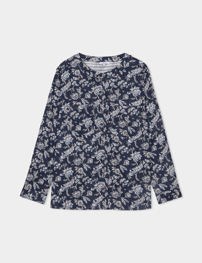 Chemise col mao Modavista bleu marine femme grande taille