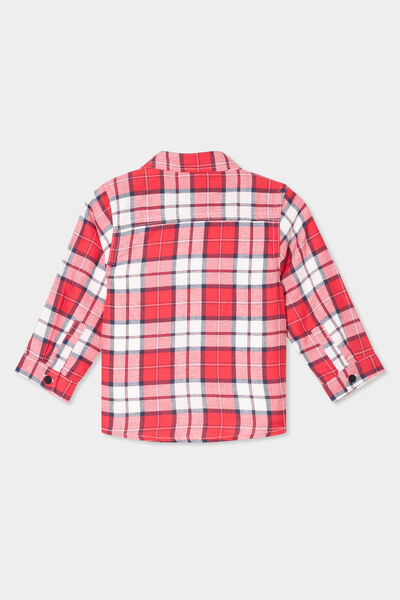 Ensemble chemise et t-shirt coton Creeks rouge fonc&eacute; b&eacute;b&eacute; gar&ccedil;on