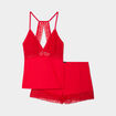 Ensemble pyjama short dentelle 2 pi&egrave;ces rouge femme