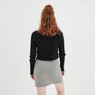Gilet court manches longues col en V noir femme