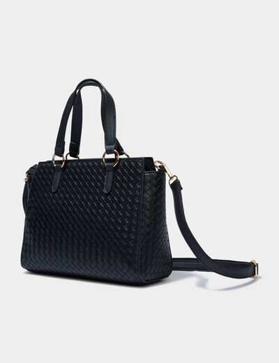 Sac &agrave; main effet tress&eacute; noir femme