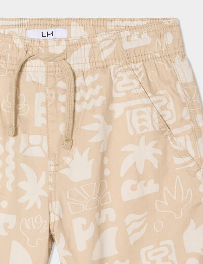 Short bermuda droit taille élastiquée sable garçon