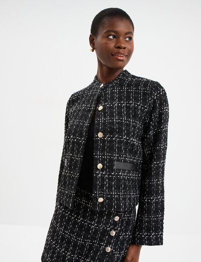 Veste tweed boutonn&eacute;e ecru femme