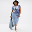 Jupe fendue en jean trap&egrave;ze denim triple stone femme grande taille
