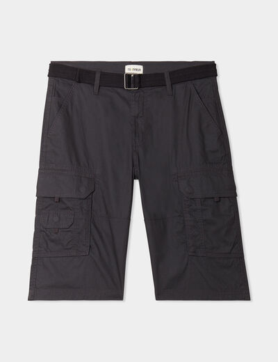 Bermuda cargo côtelé ceinturé Trappeur gris foncé homme