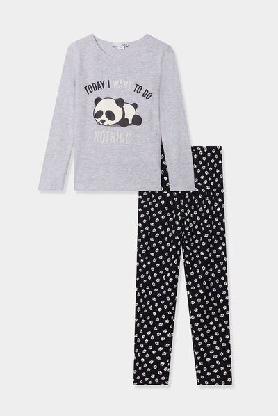 Combi-pyjama panda fille - gris, Fille