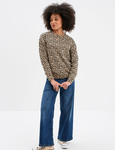 Sweat col rond manches longues sable femme