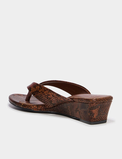 Mules &agrave; talons compens&eacute;s marron femme