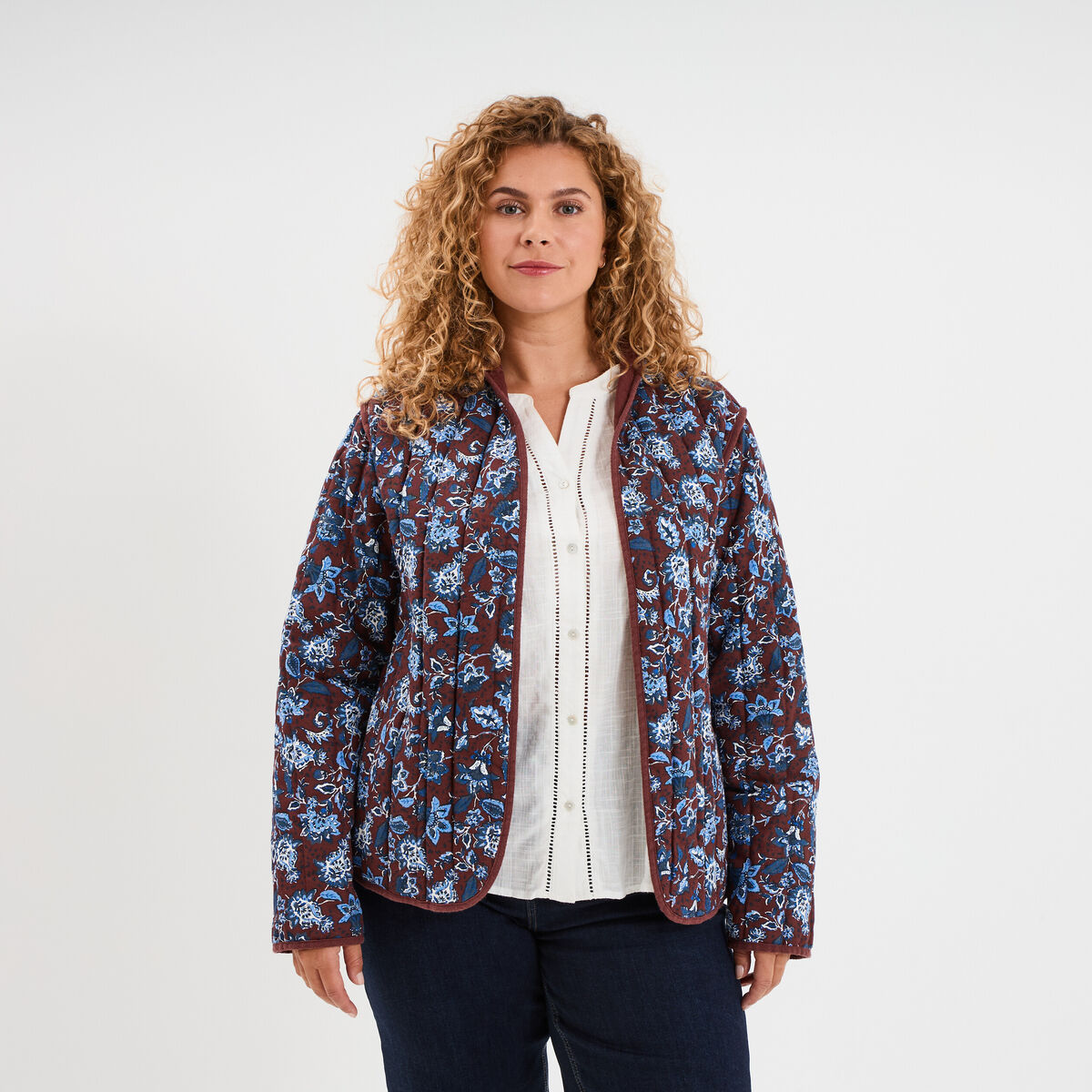 Veste matelass&eacute;e r&eacute;versible marron femme grande taille