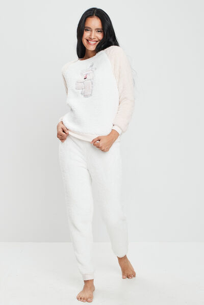 Ensemble pyjama 2 pièces rose clair femme