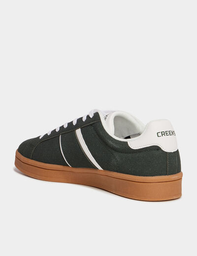 Tennis basses à lacets effet daim vert foncé homme