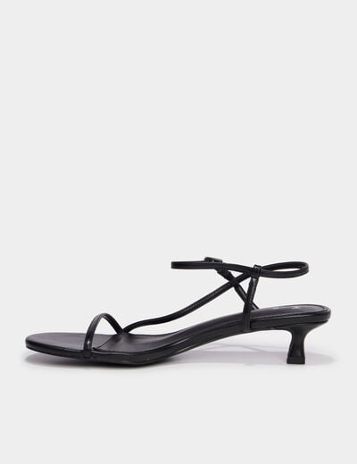 Sandales &agrave; talons kitten heels noir femme