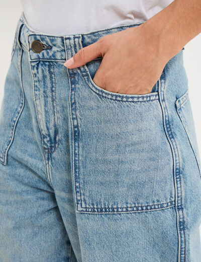 Jean balloon coton denim bleach femme
