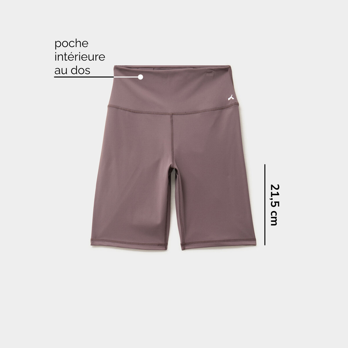 Short cycliste de sport taille haute mauve femme