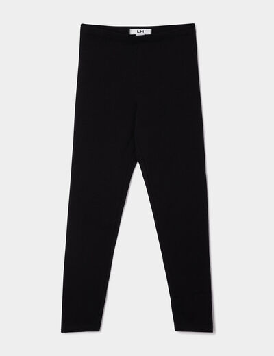 Legging long coton taille élastiquée noir fille