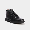 Bottines montantes zipp&eacute;es en cuir noir homme