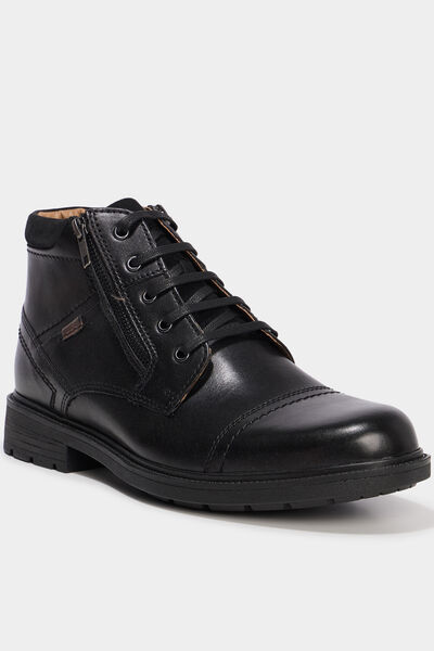 Bottines montantes zipp&eacute;es en cuir noir homme