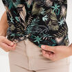 T-shirt taille effet nou&eacute; coton noir femme