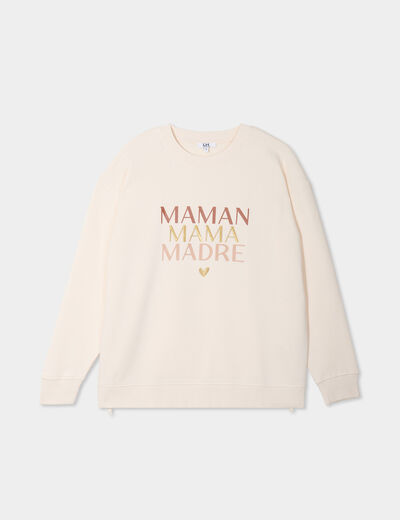 Sweat allaitement manches longues beige femme maternité