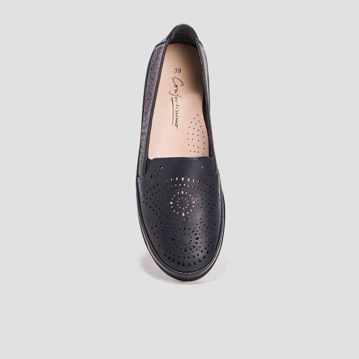 Mocassins perfor&eacute;es bleu marine femme