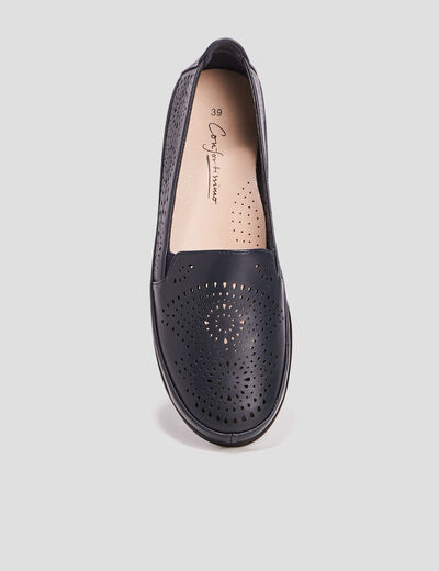 Mocassins perforées bleu marine femme